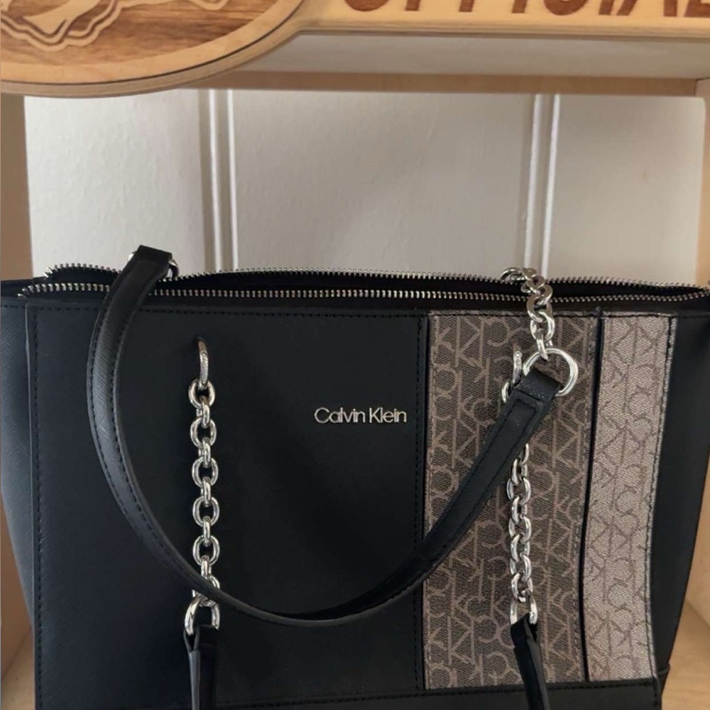 Calvin Klein Black and Tan Women's Bag